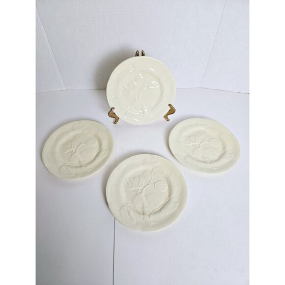 WILLIAM SONOMA Yellow Cream Salad Plates Embossed Botanical Portugal Set… - Picture 1 of 4